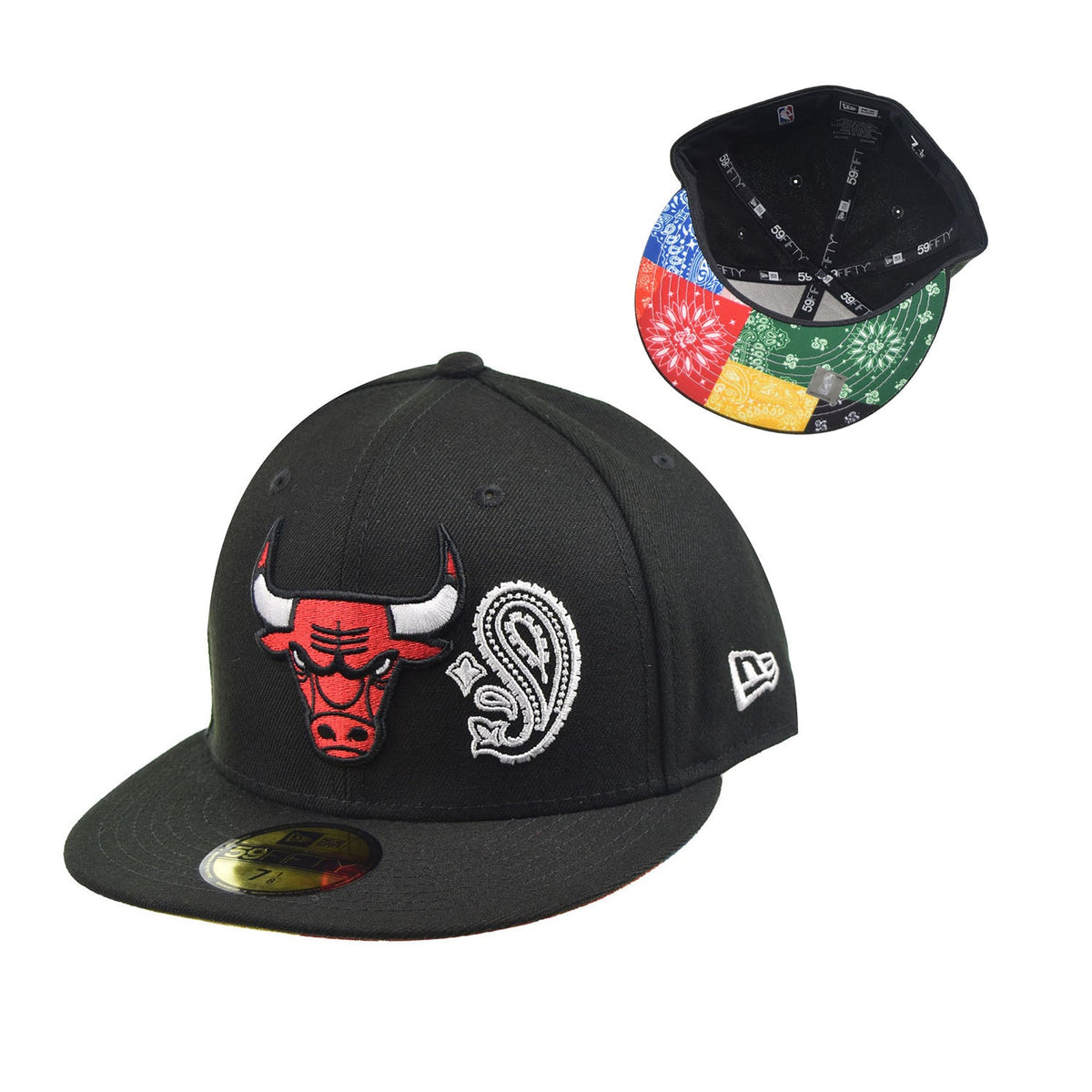 Men's Chicago Bulls New Era White/Black State Pride 59FIFTY Fitted Hat