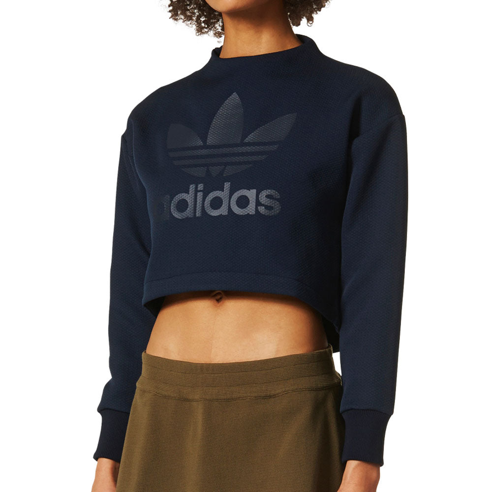 Adidas Originals Women's Longsleeve Cropped Sweatshirt Legend Ink – Sports  Plaza NY