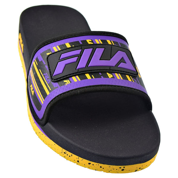 Fila Men's Lunar Slides Black-Gold Fusion-Electric Purple