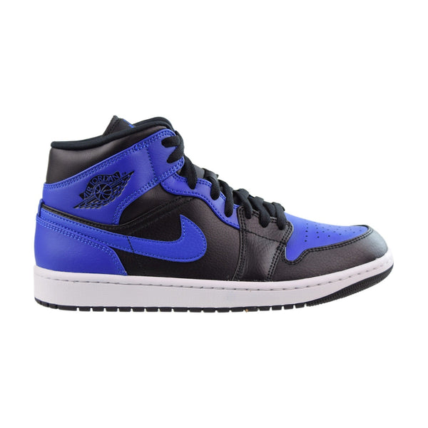 Jordan 1 Mid Leather Men's Shoes Black-Hyper Royal-White