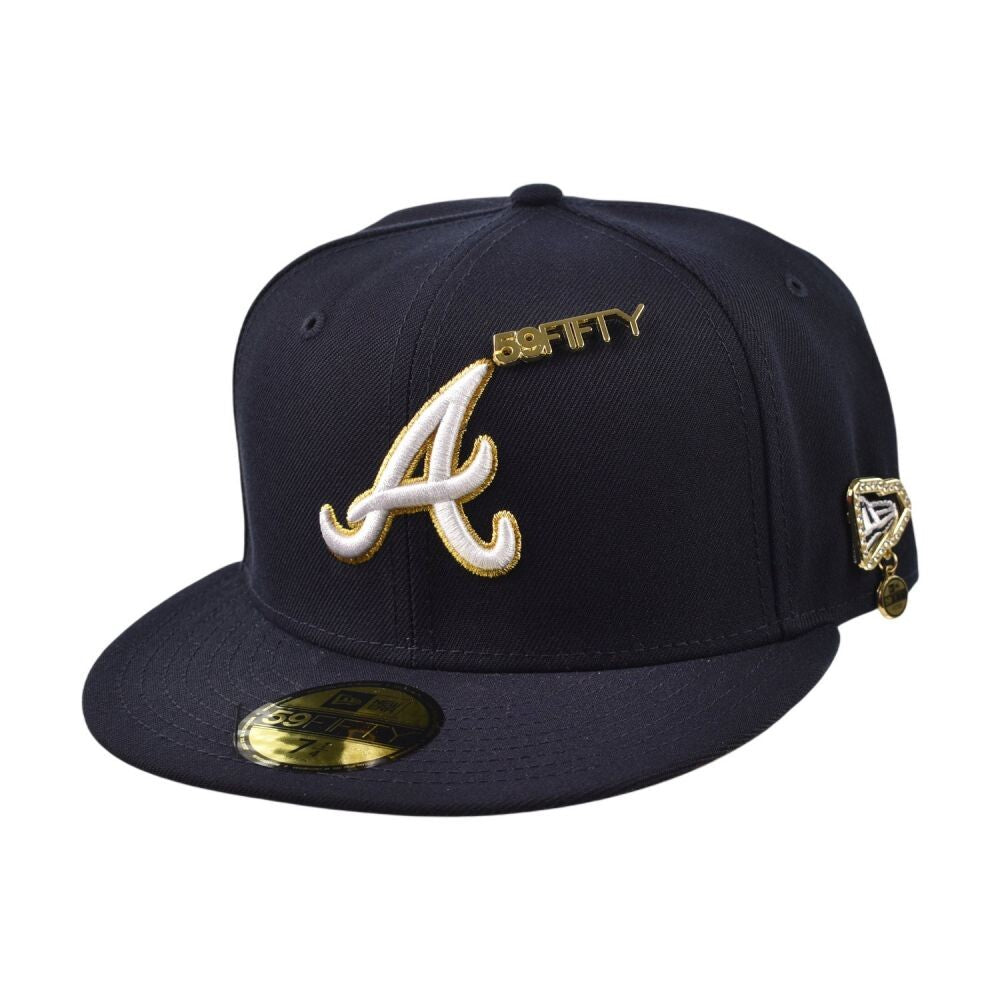 New Era Atlanta Braves 59ifty Men's Fitted Hat Navy/Gold 60750701