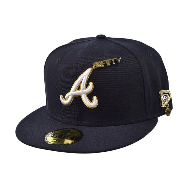 New Era Atlanta Braves 59ifty Men's Fitted Hat Navy/Gold 60750701