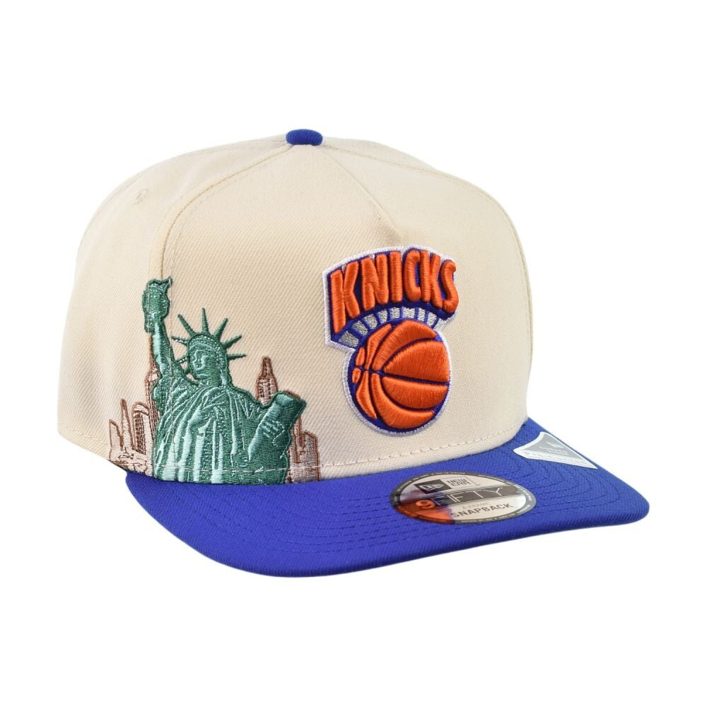 New Era New York Knicks Liberty 9Fifty Men's Snapback Hat Beige/Blue 60839961