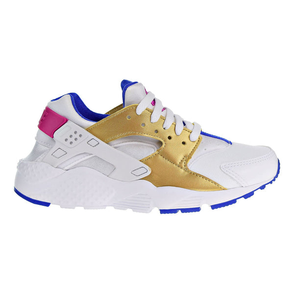 Nike Huarache Run (GS) Big Kids Shoes White/Metallic Gold/Racer Blue