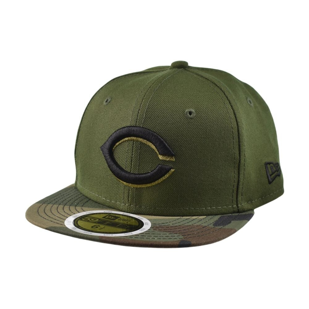 New Era Cincinnati Reds 59Fifty Kids' Fitted Hat Olive Camo 70423591
