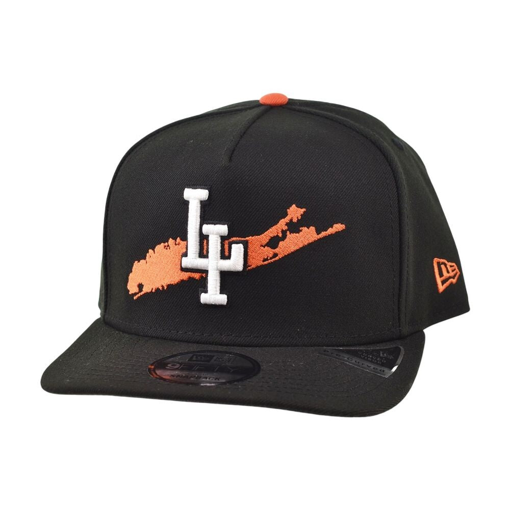 New Era Long Island A-Frame Men's Snapback Hat Black/Orange 70975350