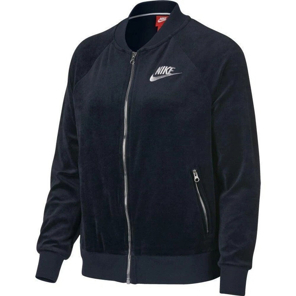 Nike Velour Full Zip Women's Jacket Blue/Metallic Silver 921149-475