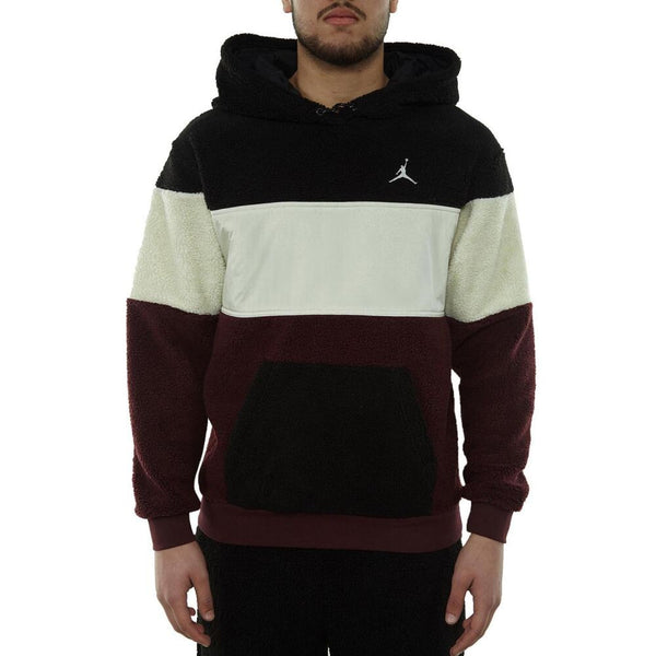 Jordan Men's Sherpa Pullover Hoodie Black-Burgundy-White bq6951-010
