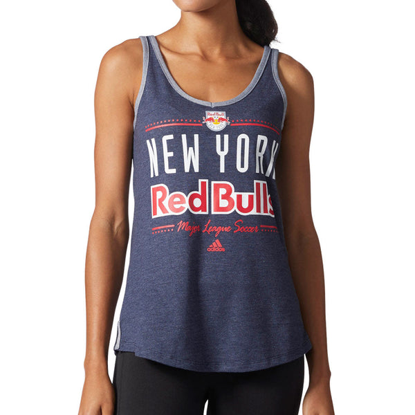 Adidas Originals New York Red Bulls V-Neck Women's Tank Top Blue Heather