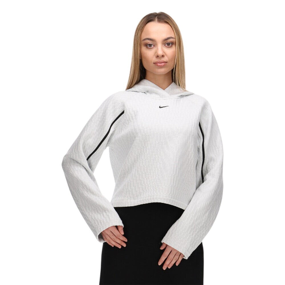 Nike NSW Tech Pack Checkered Women's Hoodie Light Grey/White cz9795-100