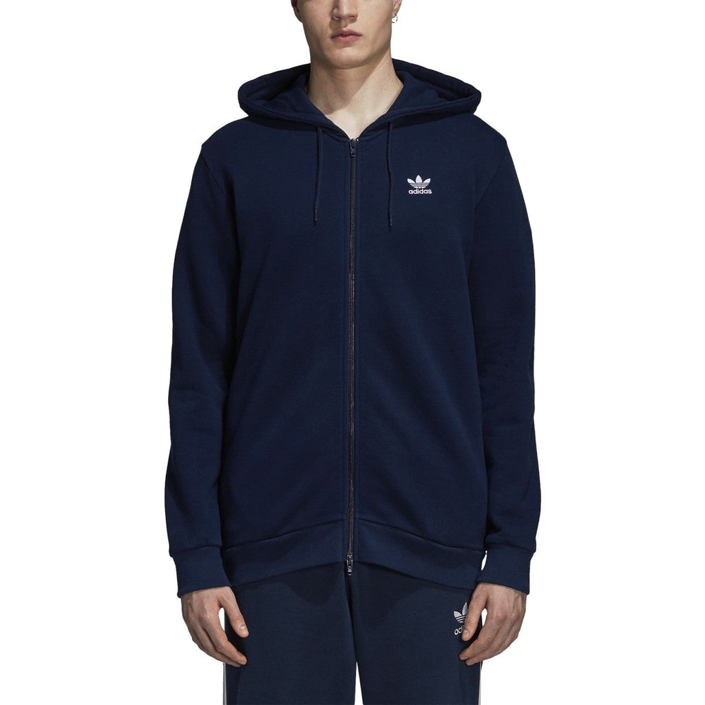 Adidas Men's Originals Trefoil Full Zip Fleece Hoodie Collegiate Navy