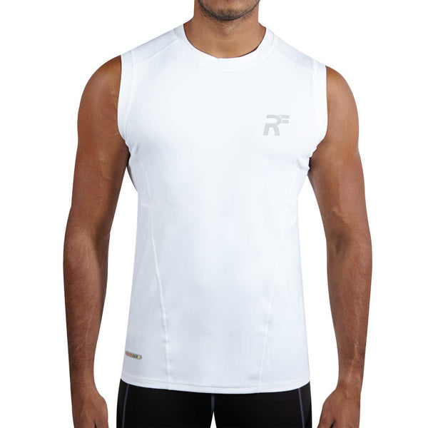 RunFlyte Men's Tech Flyte Compression Tank Top  White/Grey