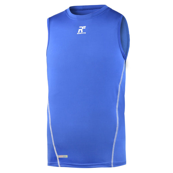 RunFlyte Men's Basics Light Compression Tank Top - Training - Moisture Wicking Royal Blue/White