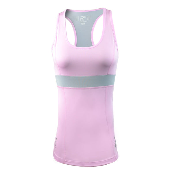 RunFlyte Women's Chakra II Tank Top - Fitted - Moisture Wicking - Light Pink/Grey