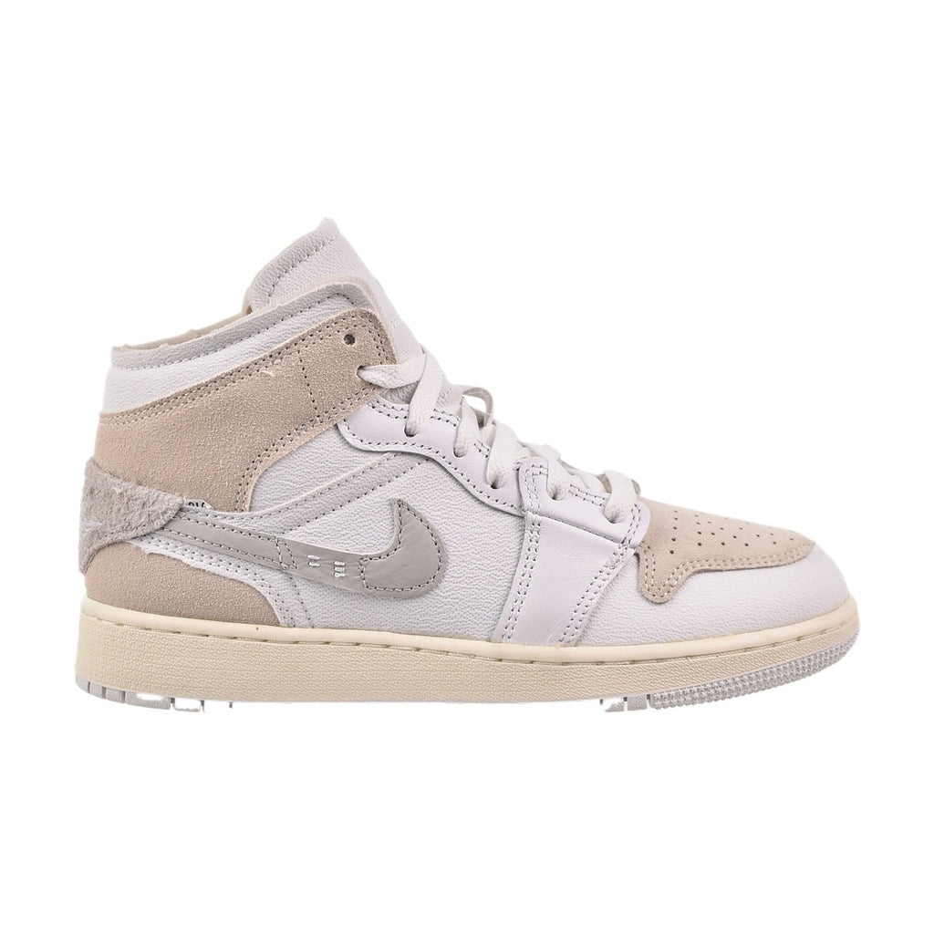 Air Jordan 1 Mid SE Craft Big Kids' Shoes White-Tech Grey-Sail