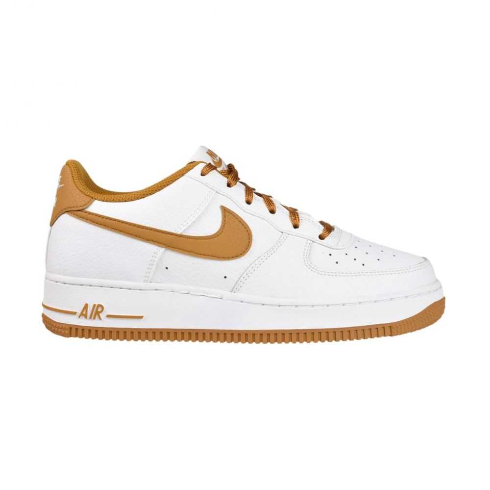 Nike Air Force 1 (GS) Big Kids' Shoes White/Desert Ochre fj0706-100