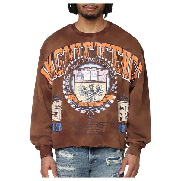 Smoke Rise Magnificence French Terry Crewneck Men's Sweatshirt Mustang fo25576-mustang