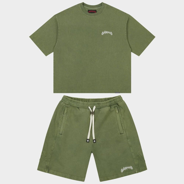 Godspeed Vital Men's T-Shirt and Short Set Olive Washed gdspd53-ow