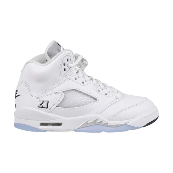 Air Jordan 5 Retro Big Kids' Shoes White/Black-Metallic Silver hq7980-103