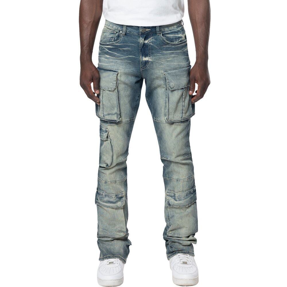 Smoke Rise Stacked Utility Multi Pocket Cargo Men's Jeans Village Blue jp24143-vb