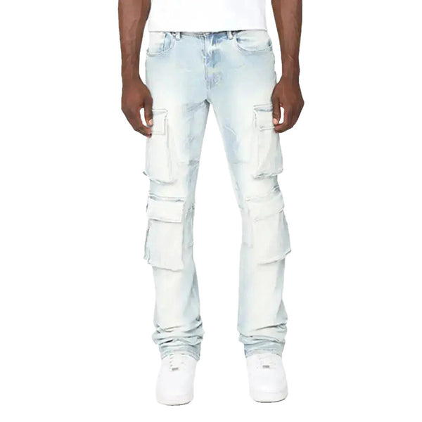 Smoke Rise Cargo Fashion Stacked Men's Jeans Santorini Blue jp25143-sb