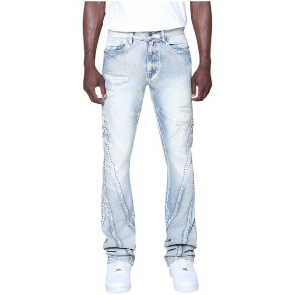 Smoke Rise Barbwire Rhinestone Men's Jeans Cascade Blue jp25637-cb