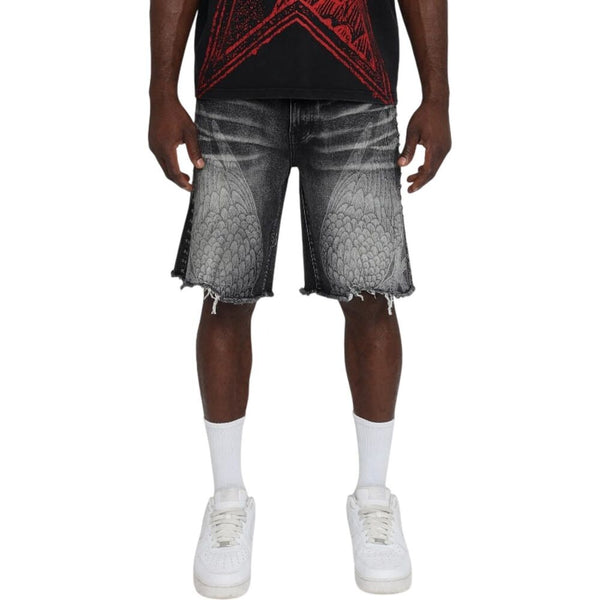 Smoke Rise Chaos Abyss Denim Men's Shorts Spider Black js26s446-sb