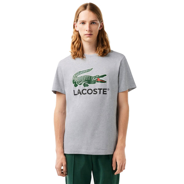 Lacoste Cotton Jersey Signature Print Men's T-shirt Grey Chine