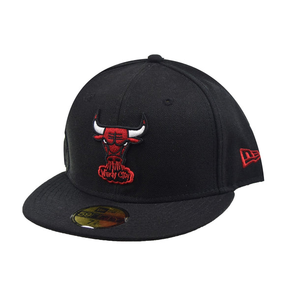New Era Chicago Bulls "Hardwood Classic Logo" 59Fifty Men's Fitted Hat Black-Red