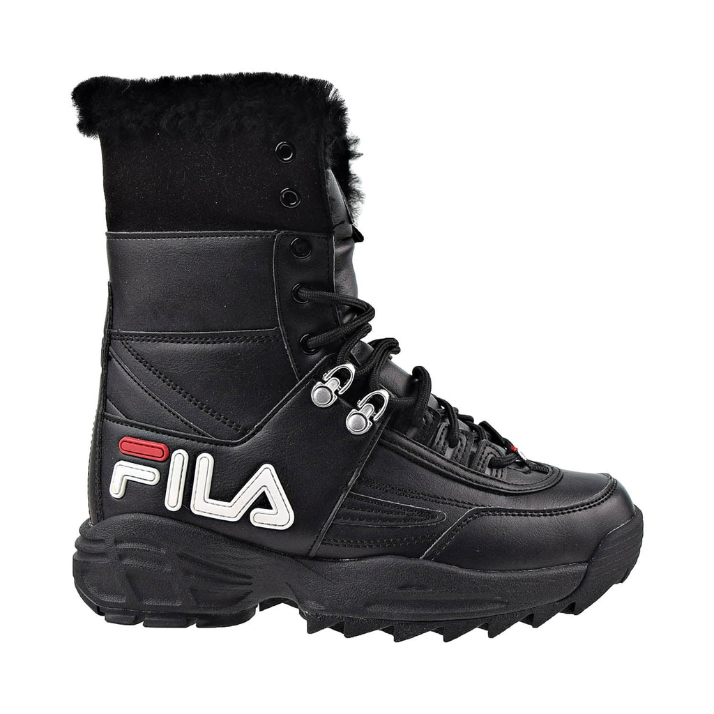 Fila Disruptor Shearling Top Women's Boots Black-White-Red