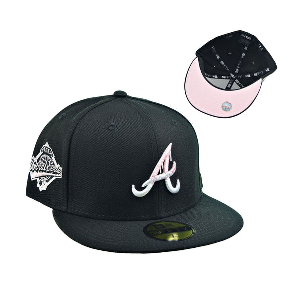 New Era Atlanta Braves "World Series Drip" 59Fifty Fitted Hat Black-Pink Bottom
