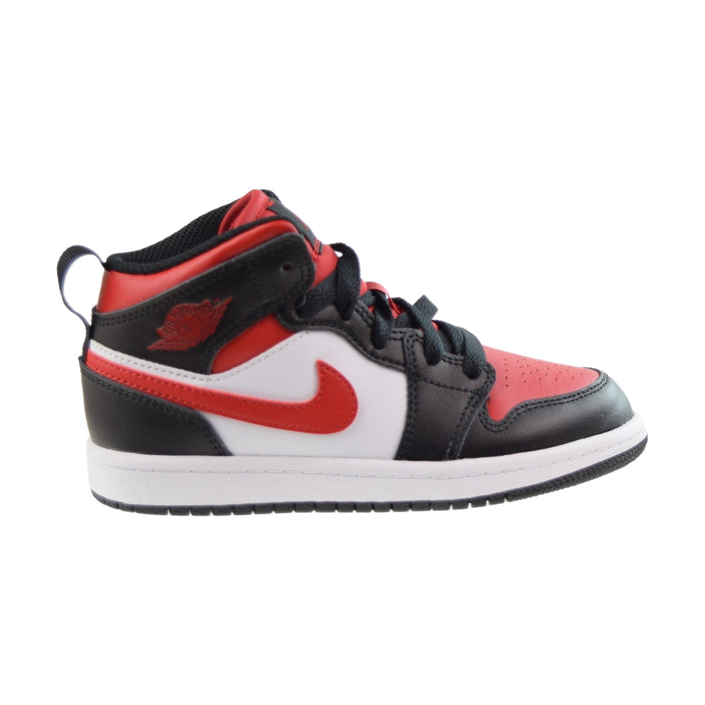 Air Jordan 1 Mid (PS) Little Kids' Shoes Black-Fire Red-White