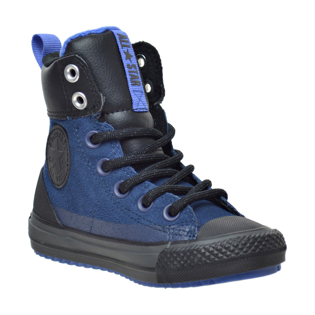 black and blue converse high tops