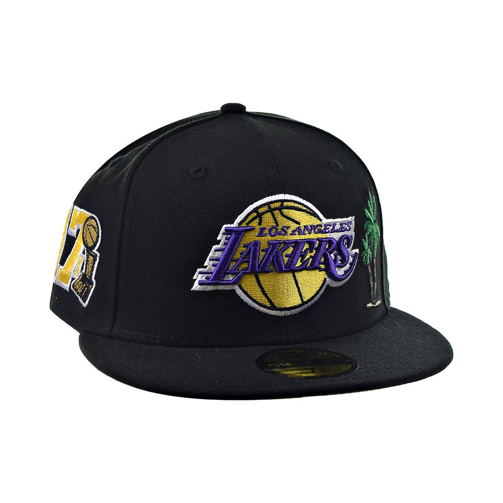 New Era 59Fifty Los Angeles Lakers 17x Pink Bottom Men's Fitted Hat Black