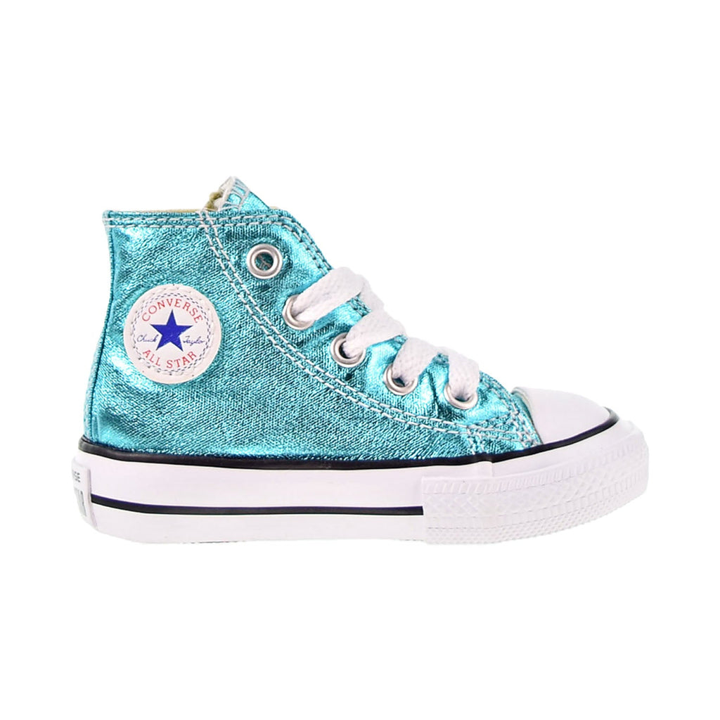 Converse Chuck Taylor All Star High Metallic Toddler Shoes Fresh Cyan-White