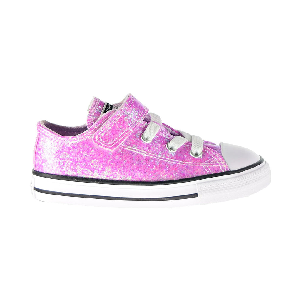 Converse Chuck Taylor AS Hook And Loop Glitter Ox Toddler Shoes Lilac Mist-Black