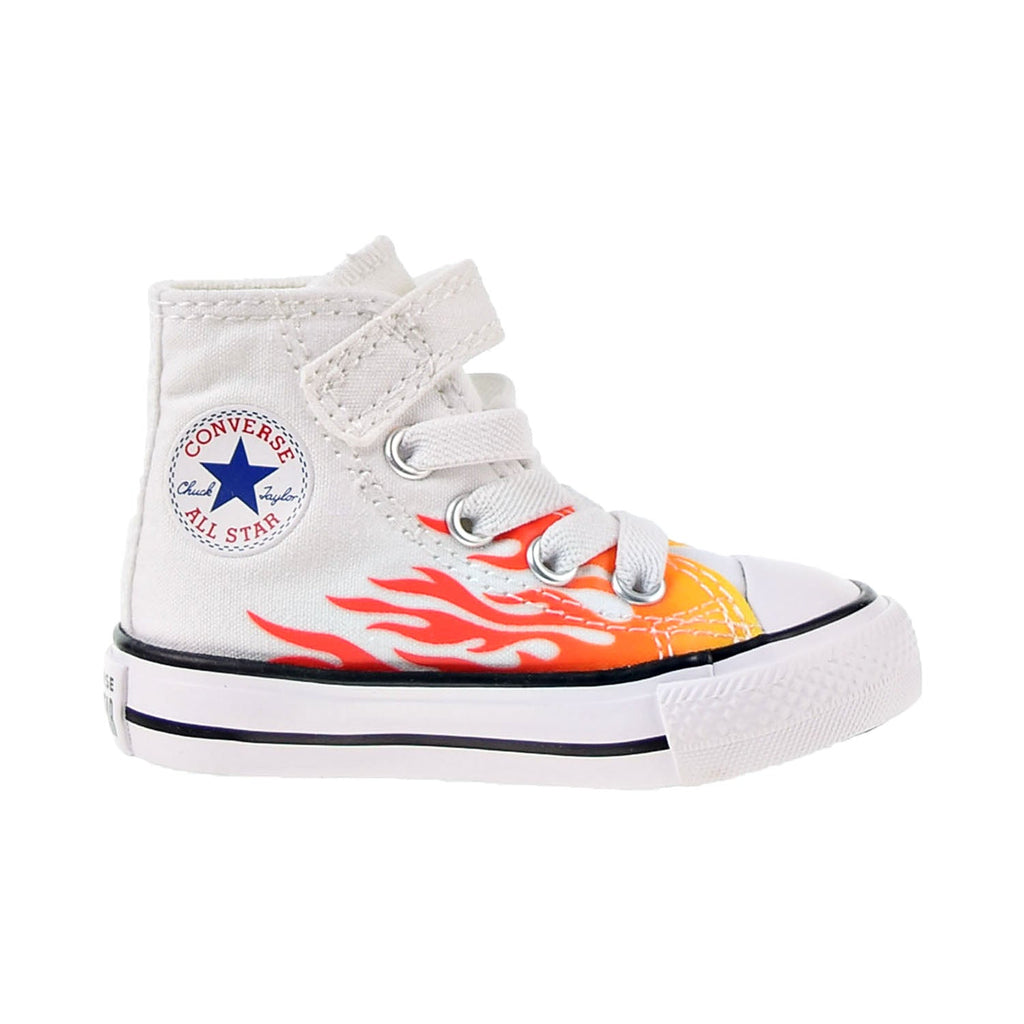 Converse Chuck Taylor All Star 1V HI Flames Toddler Shoes White-Red-Yellow