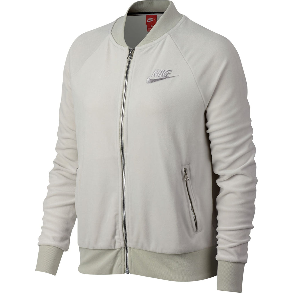 Nike Velour Full Zip Women's Jacket Oatmeal-Grey