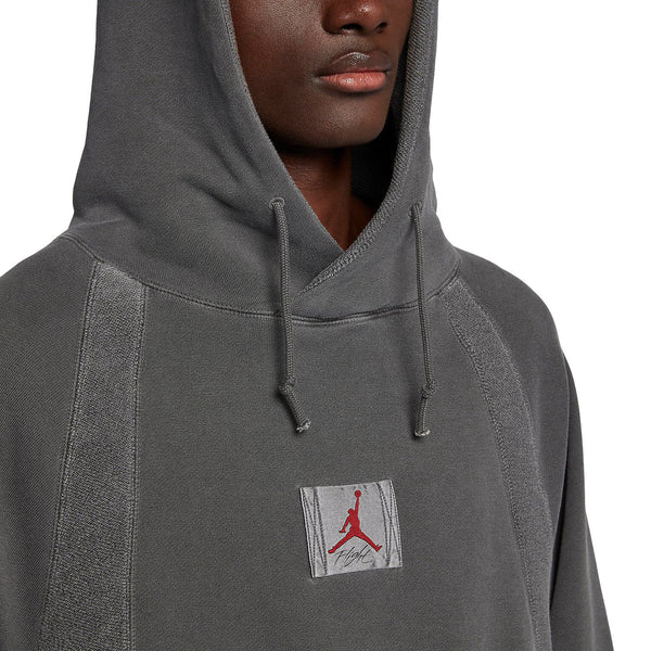 Nike Air Jordan Wings Washed Fleece Pullover Hoodie Gray