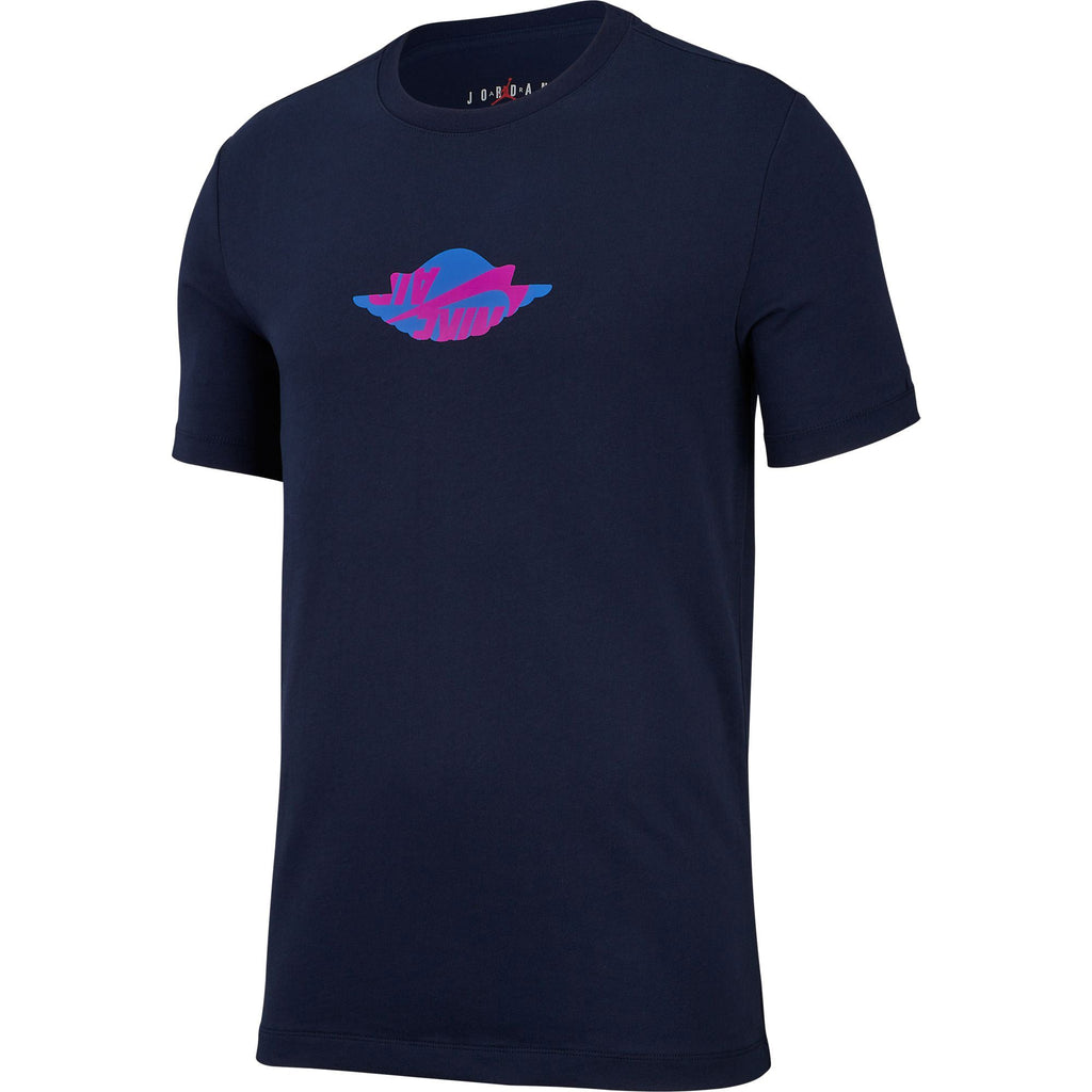 Air Jordan Mashup Wings Classic Short Sleeve Men's T-Shirt Navy-Vivid Purple