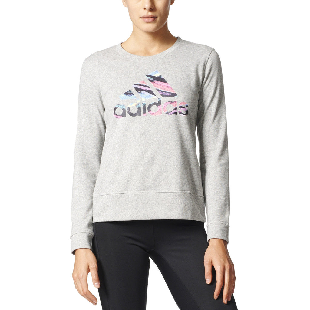 Adidas Originals Crew Logo Longsleeve Women's Sweatshirt Grey/Multicolor