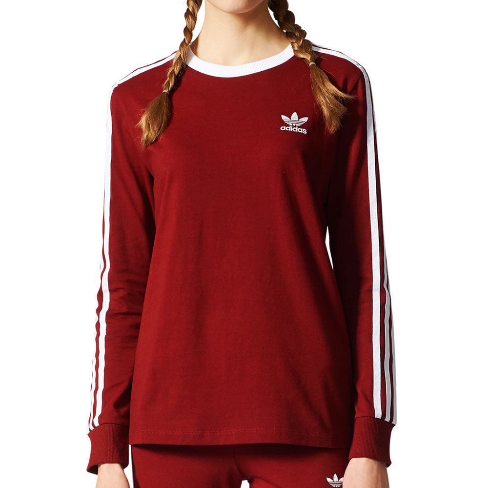 Adidas Originals 3-Stripes Women's Longsleeve T-Shirt Collegiate Burgundy/White