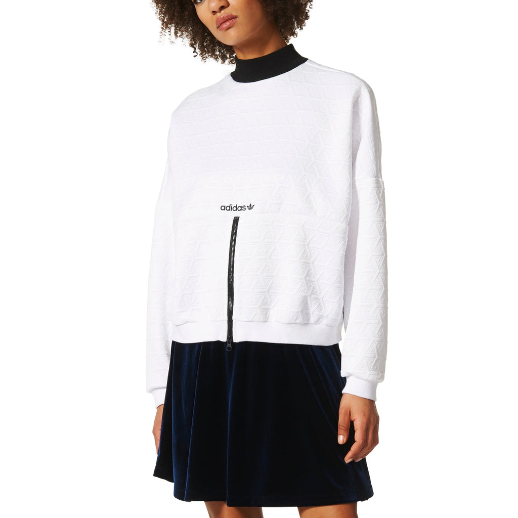 Adidas Logo Half Zip Sweatshirt Women's White/Black