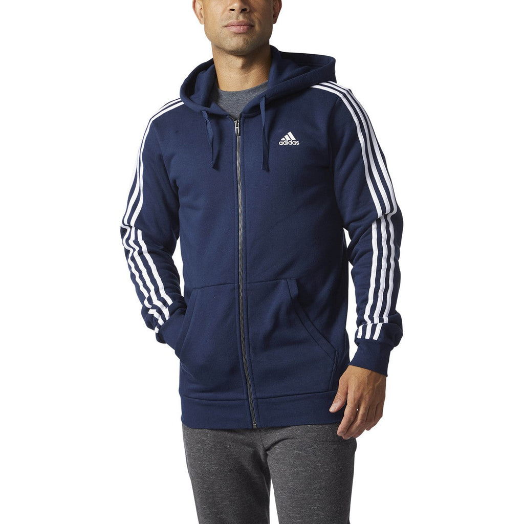 Adidas Men's Essentials 3-Stripes Fleece Hoody Navy/White