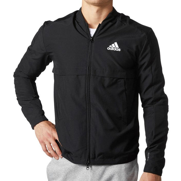 Adidas Men's Ripstop Bomber Full Zip Jacket Black/White