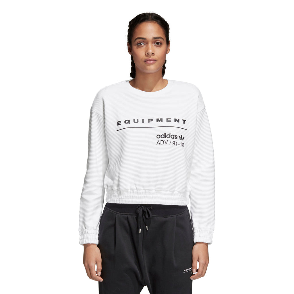 Adidas Women's Originals EQT Crew Cropped Sweatshirt White