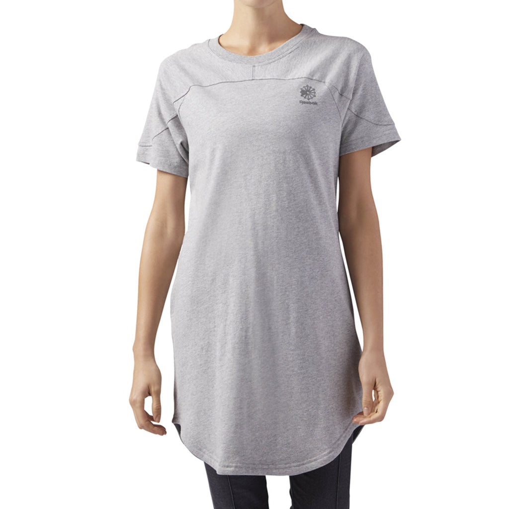 Reebok Classic Sportswear Women's Open Back T-Shirt Dress Medium Grey Heather