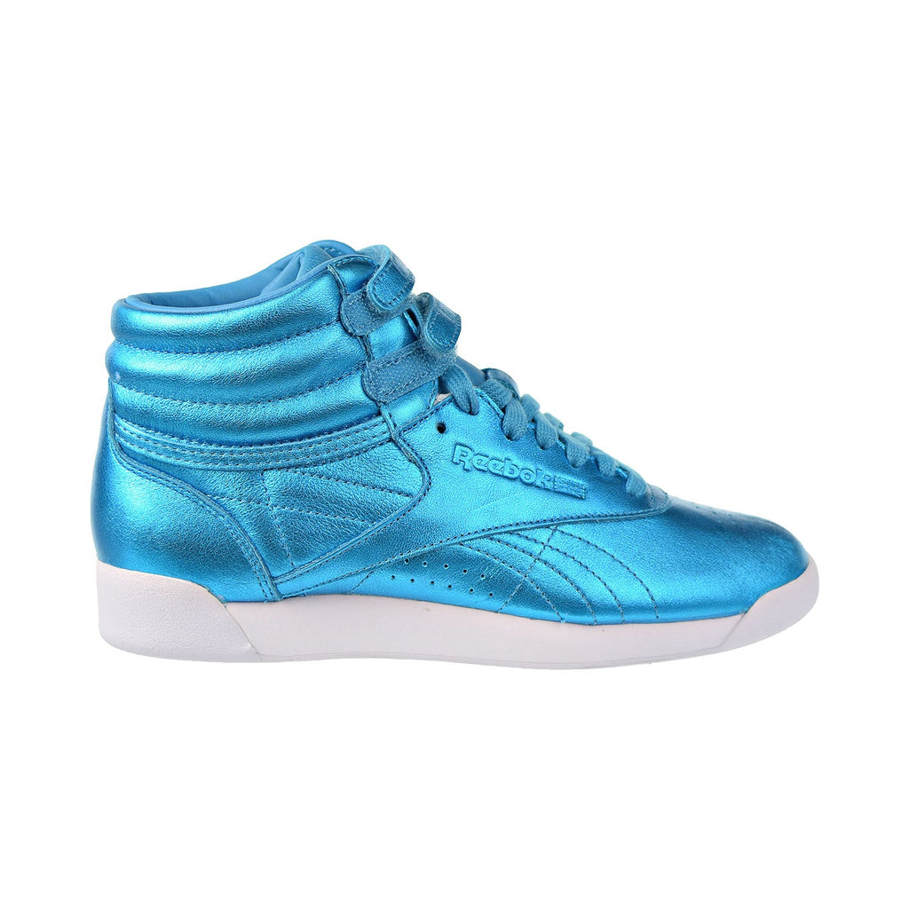 Reebok Freestyle Hi Metallic Women Shoes Feather Blue/White