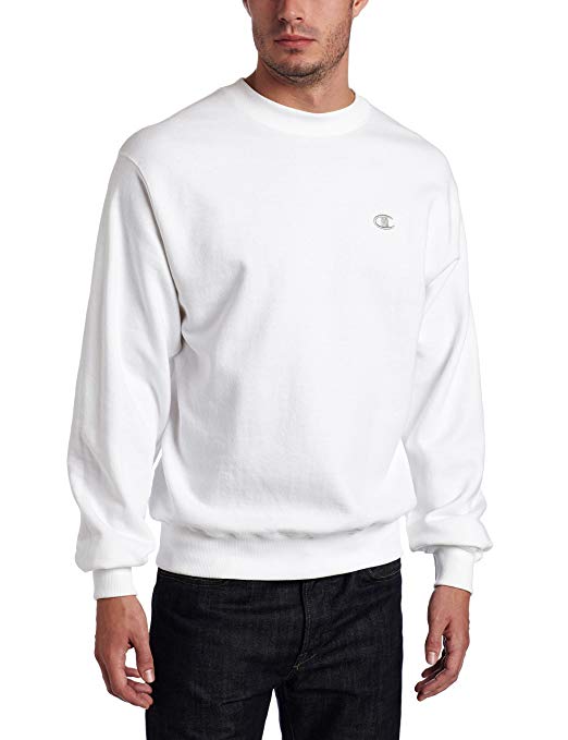 Champion Men's Pullover Eco Fleece Crew Sweatshirt White