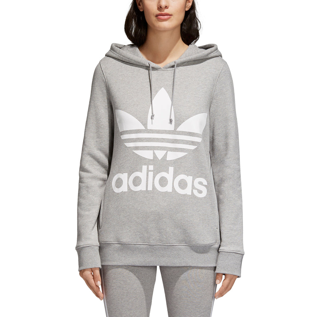 Adidas Originals Trefoil Women's Pull Over Hoodie Grey Heather/White